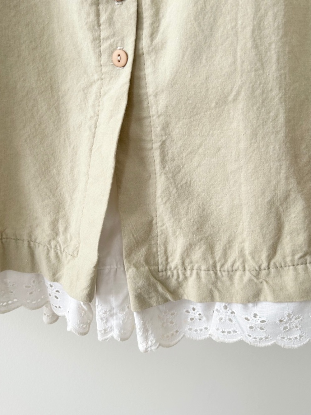 Vintage Byer California 100% Cotton Eyelet Lace Trim Button Midi Skirt - Picture 6 of 16